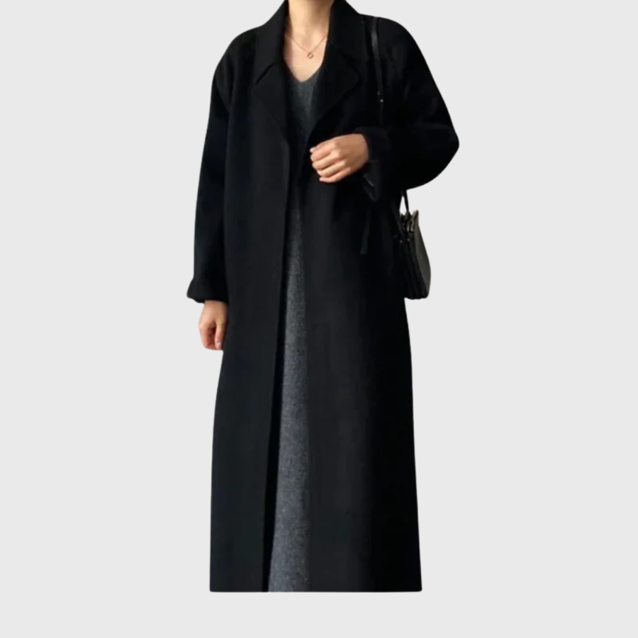 Manteau Long Ceinturé à Revers