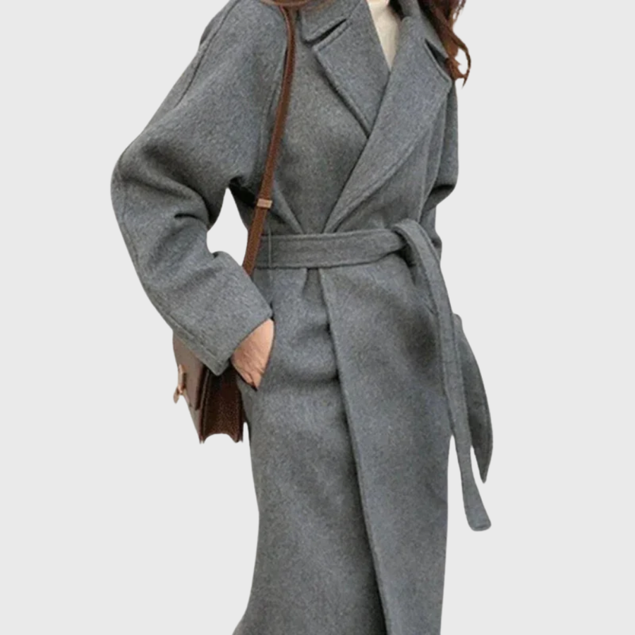 Manteau Long Ceinturé à Revers