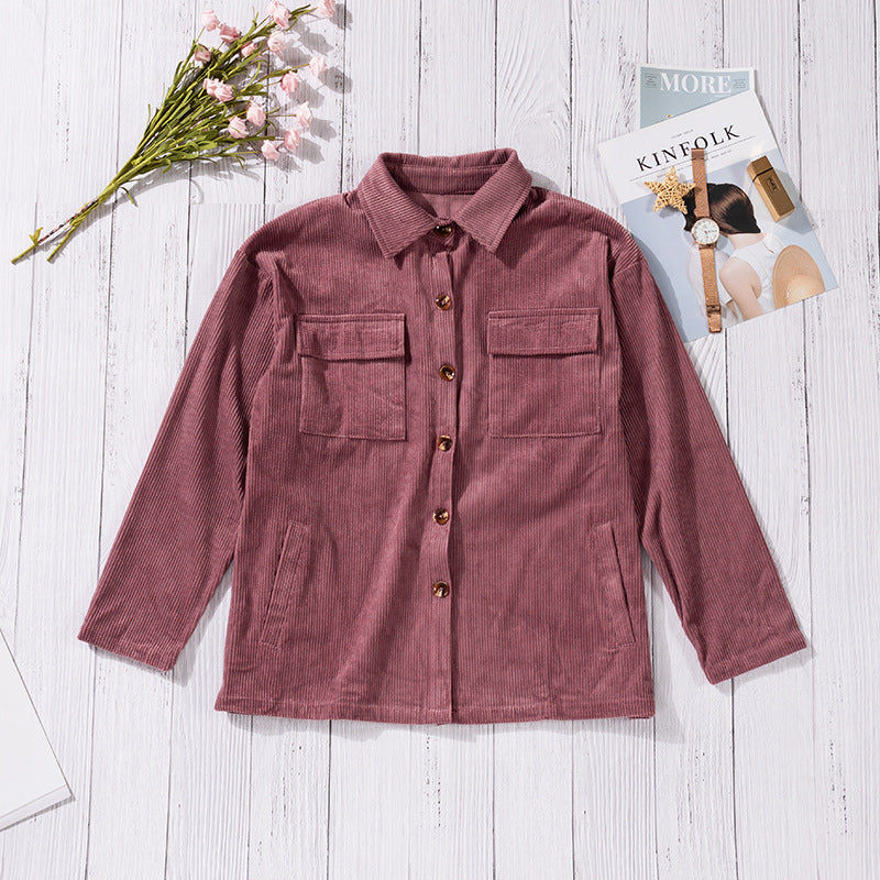 Chemise en velours côtelé - Fermeture à boutons et poches poitrine