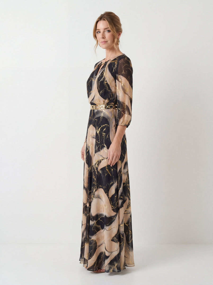 Robe Fluide Imprimée — vue d'ensemble silhouette complète