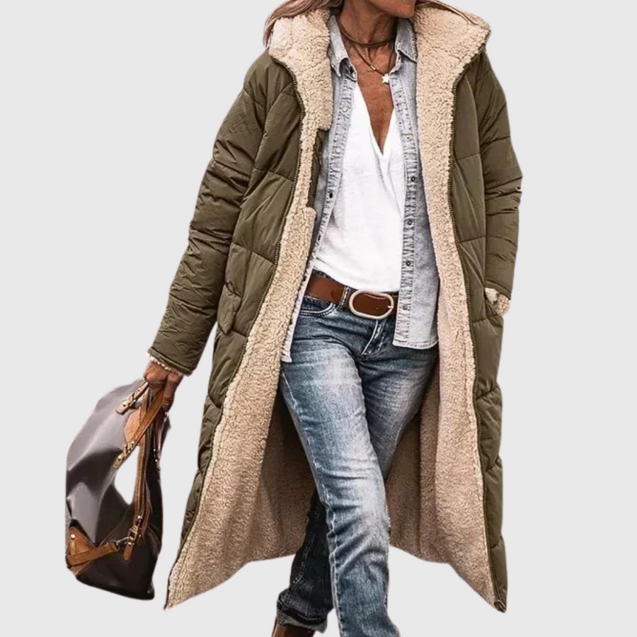 Manteau Long Oversize à Boutonnage Croisé