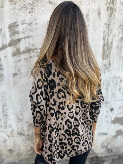 Swantje - Blouse à col rond et imprimé léopard