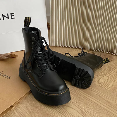 Xime - Bottes classiques en cuir pour dames avec plateforme