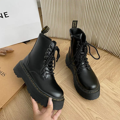 Xime - Bottes classiques en cuir pour dames avec plateforme