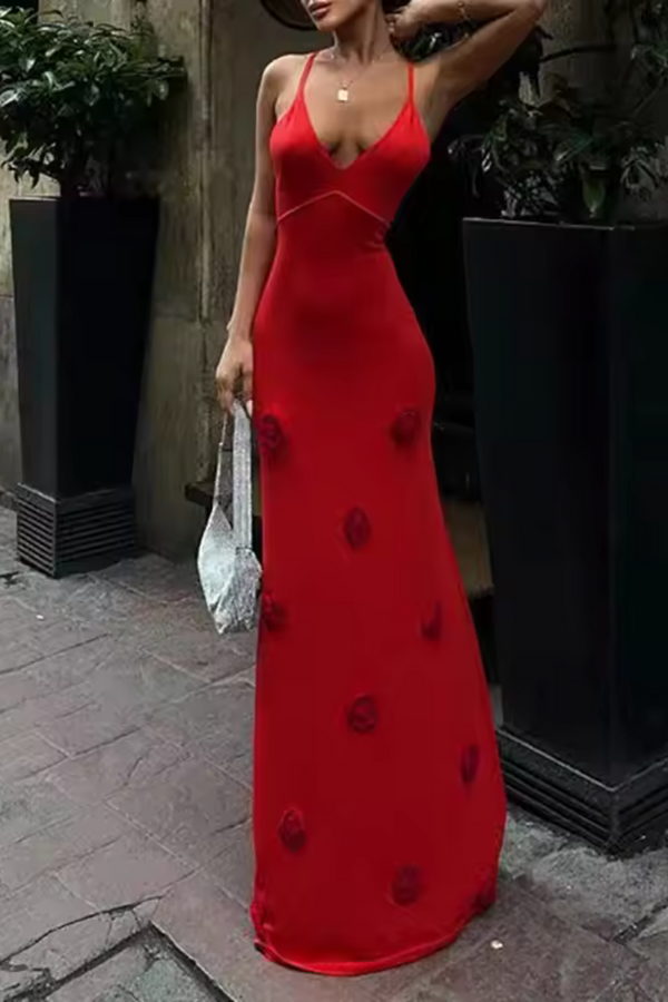 Delphine | Robe laçée dos nu en maille avec fleurs