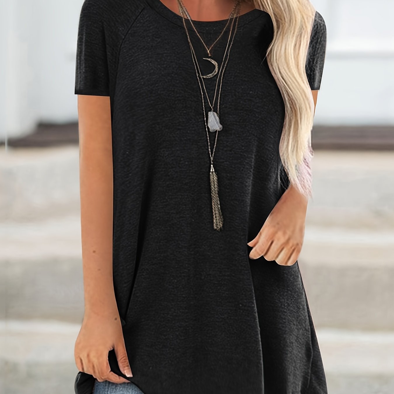 T-Shirt long uni - Modèle long et forme souple pour un usage quotidien