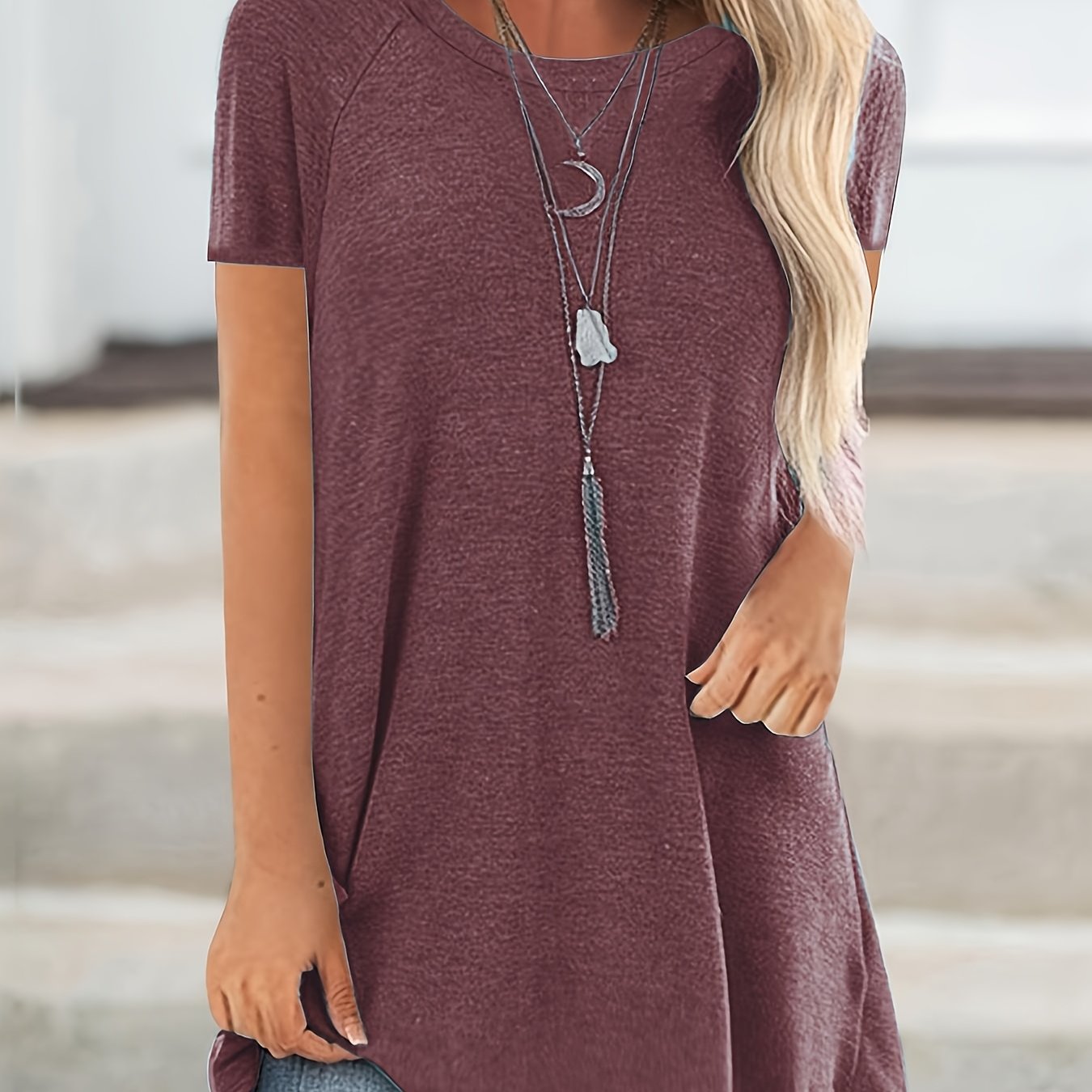 T-Shirt long uni - Modèle long et forme souple pour un usage quotidien