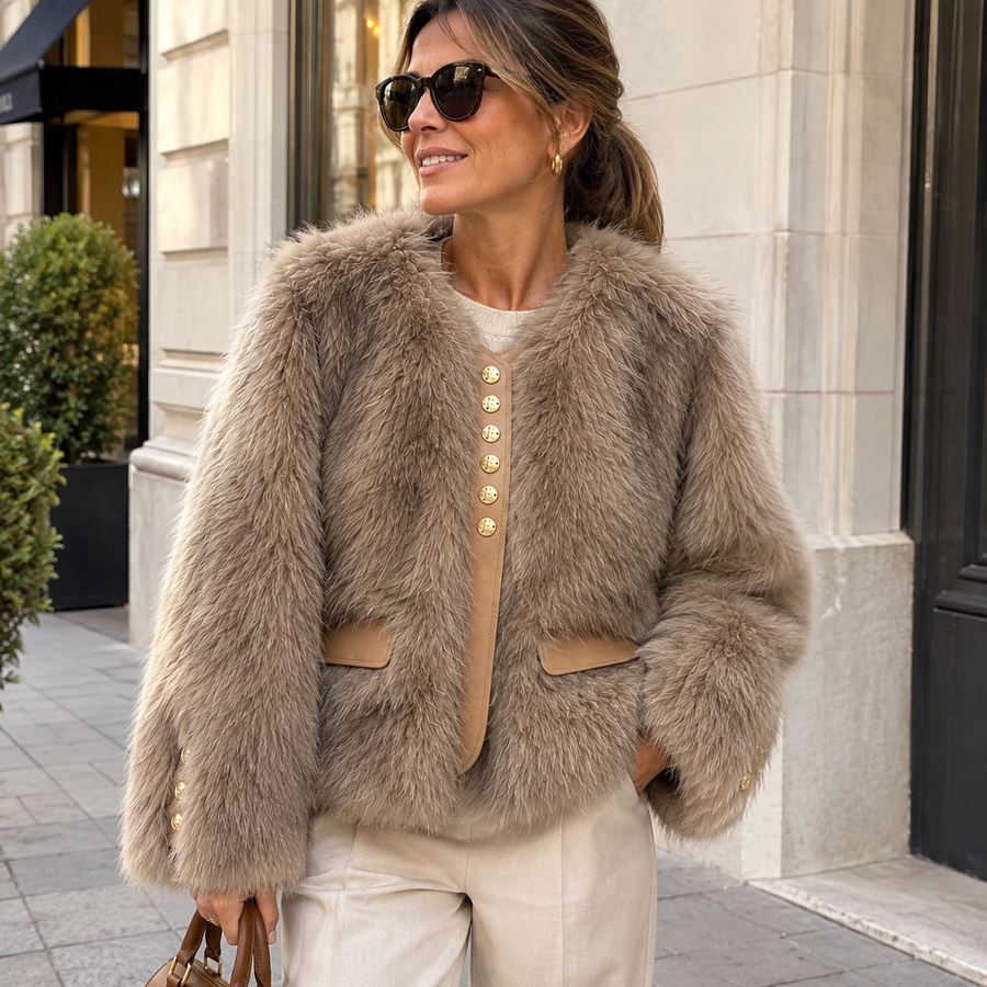 Veste Courte Effet Fourrure