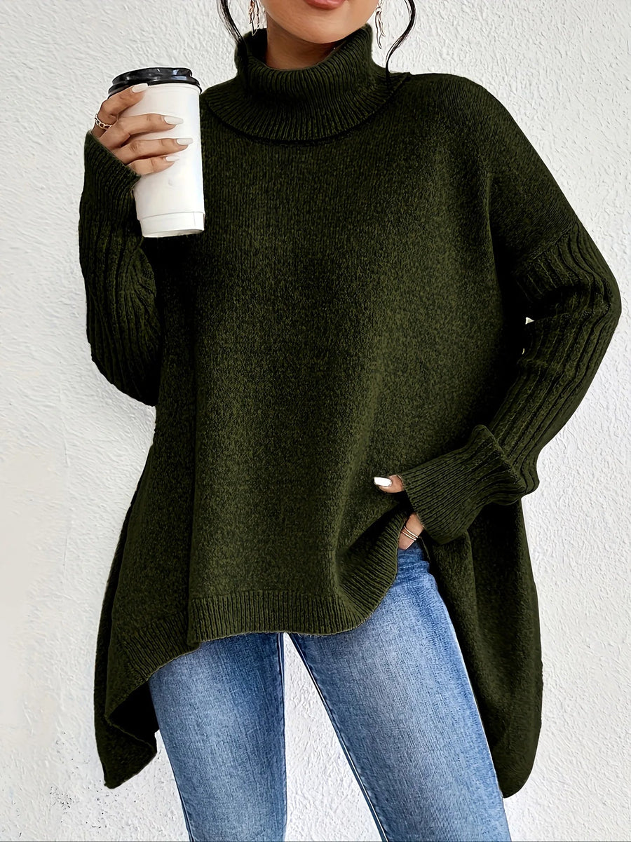 Pull Col Montant Oversize Coupe Décontractée
