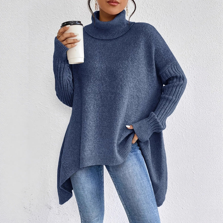 Pull Col Montant Oversize Coupe Décontractée