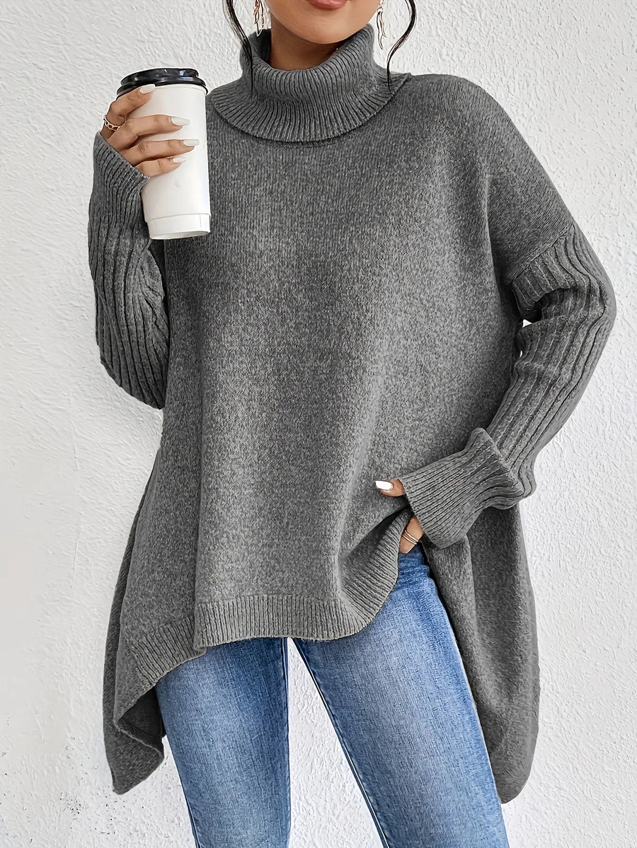 Pull Col Montant Oversize Coupe Décontractée