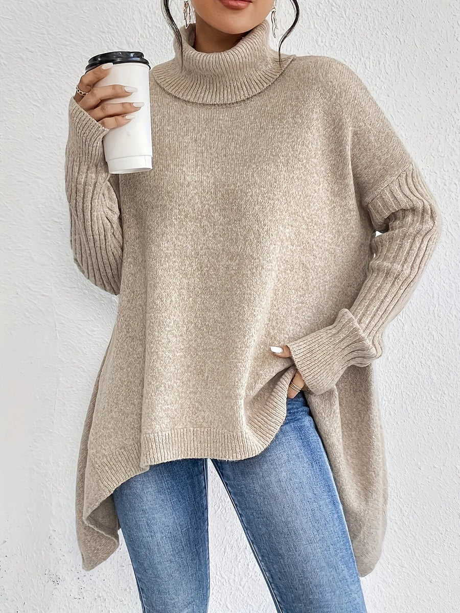 Pull Col Montant Oversize Coupe Décontractée