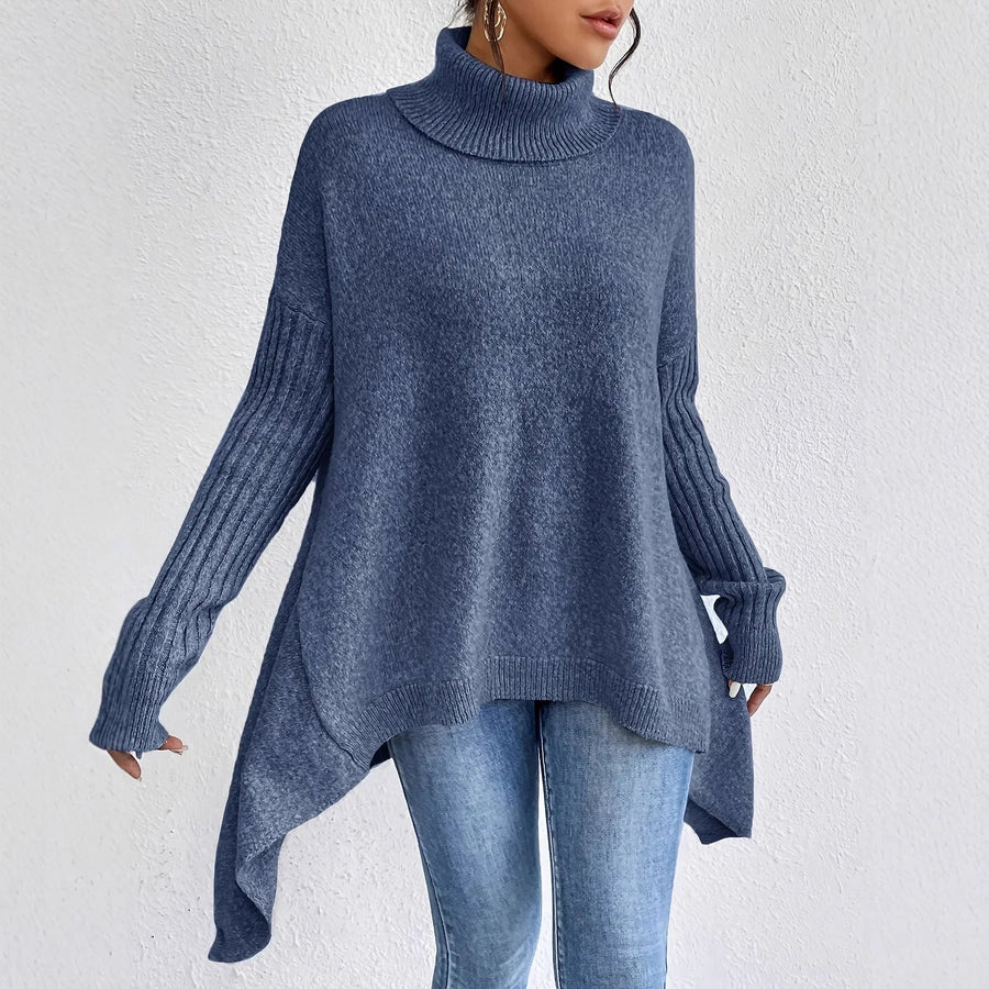 Pull Col Montant Oversize Coupe Décontractée