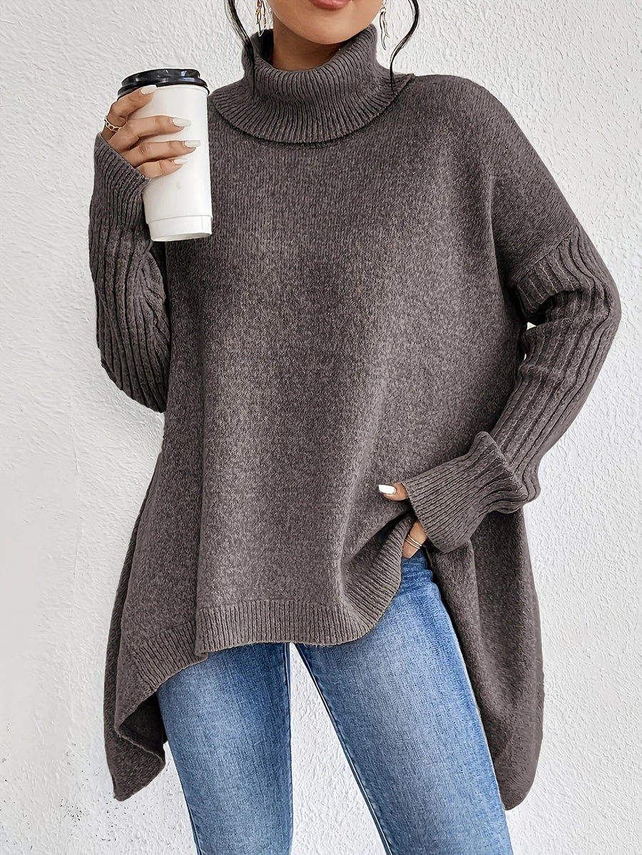 Pull Col Montant Oversize Coupe Décontractée