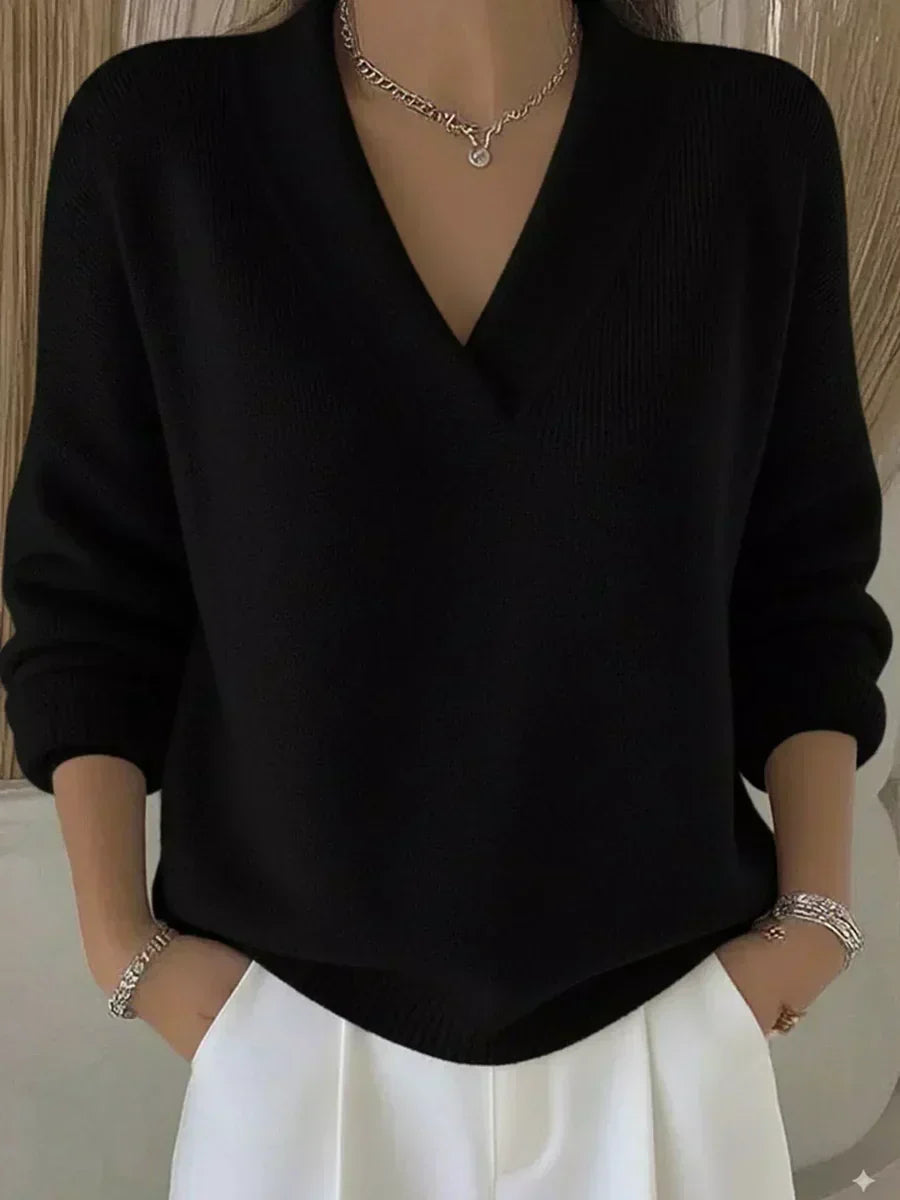 Pull Col V Décontracté Coupe Ample