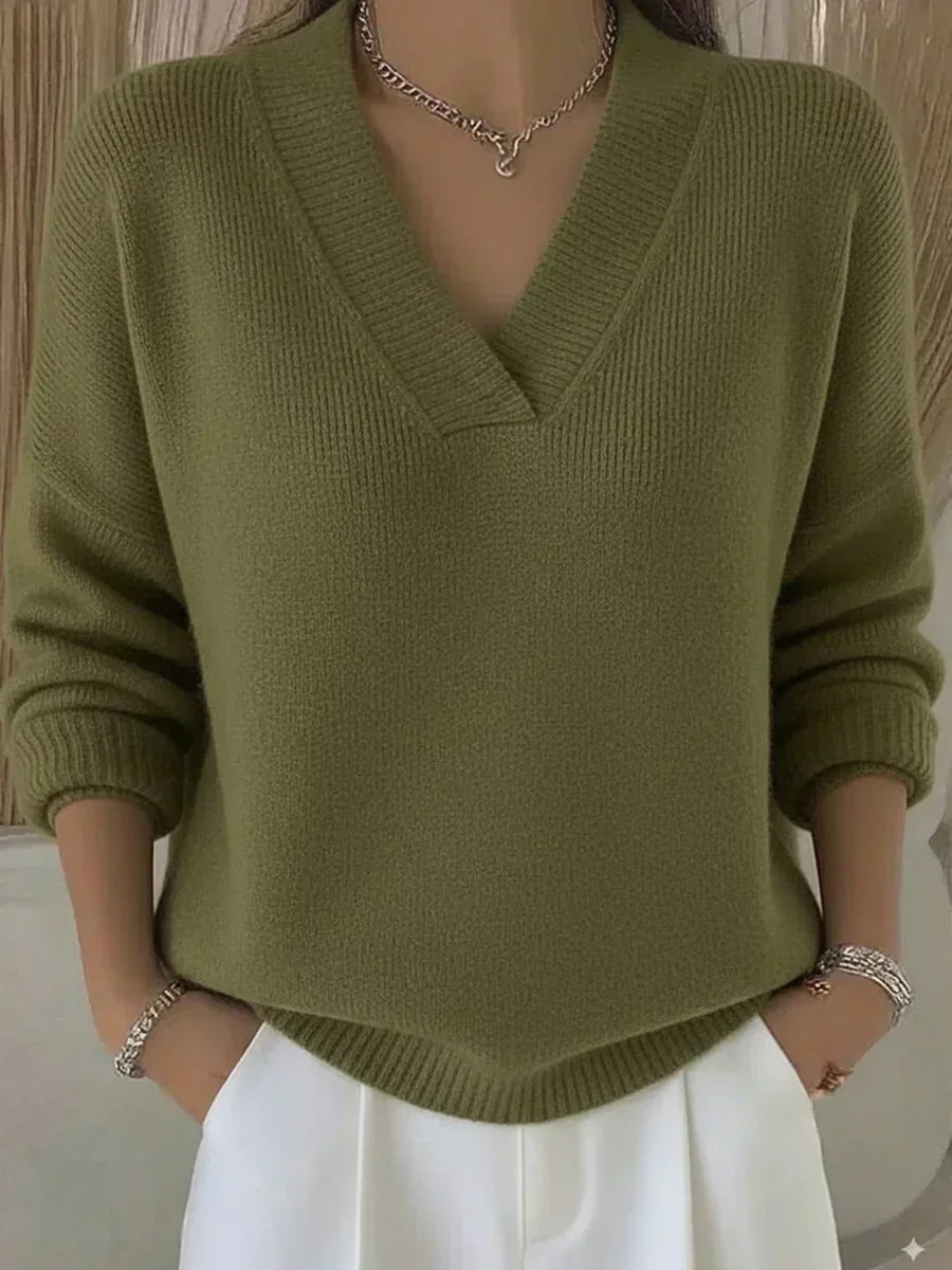 Pull Col V Décontracté Coupe Ample