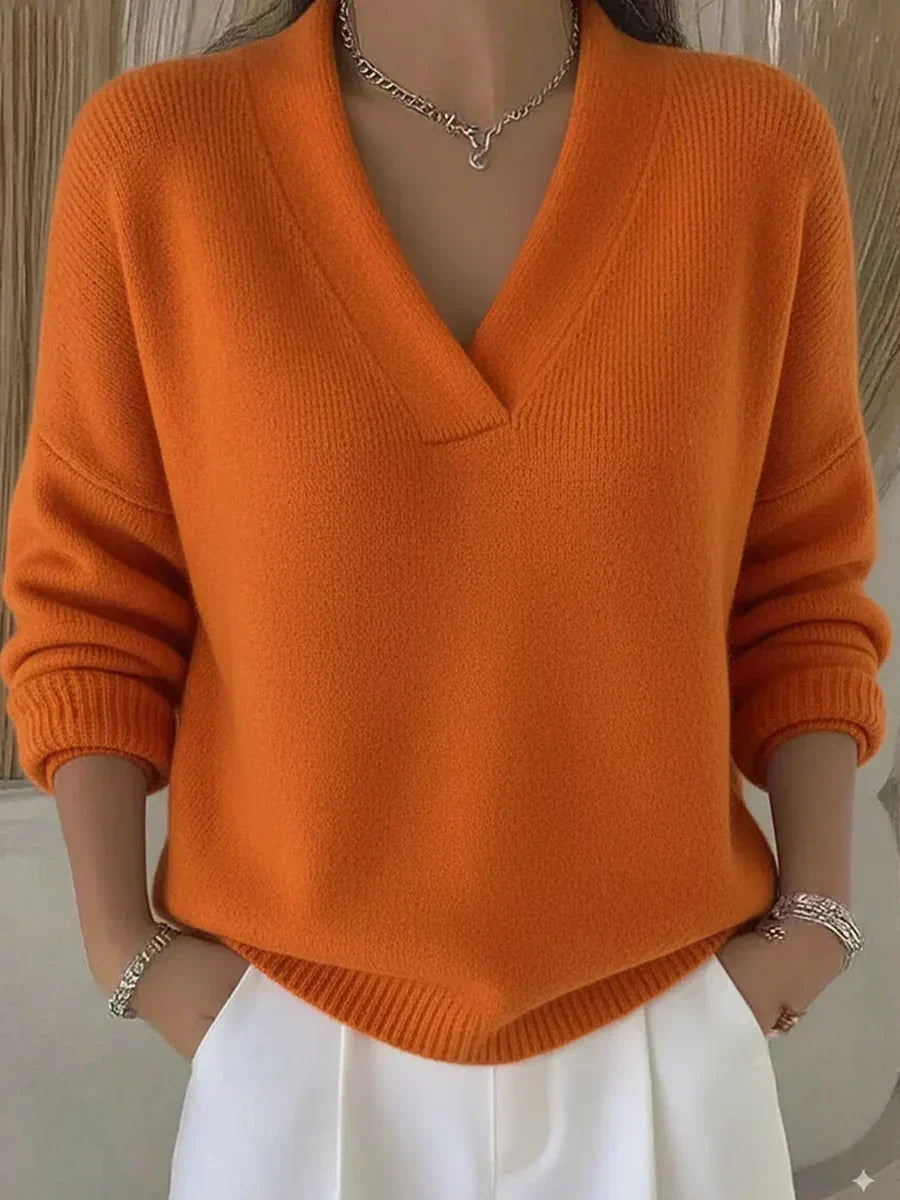 Pull Col V Décontracté Coupe Ample