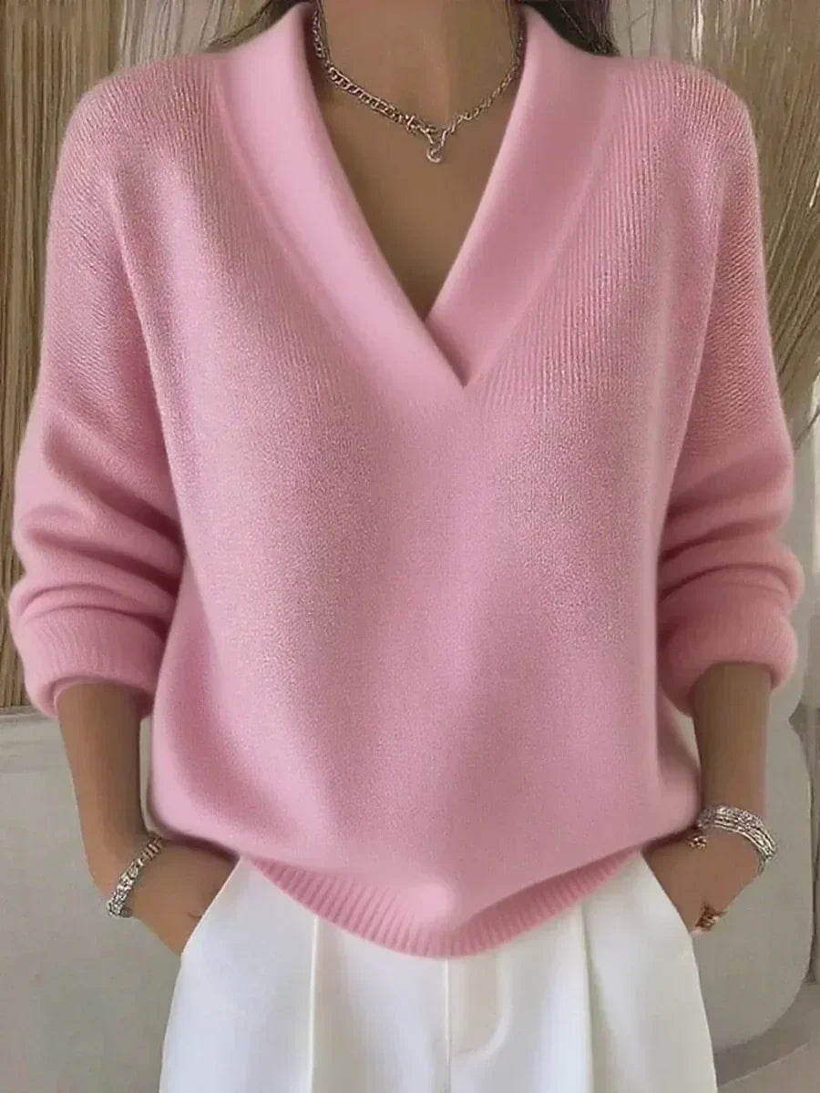 Pull Col V Décontracté Coupe Ample