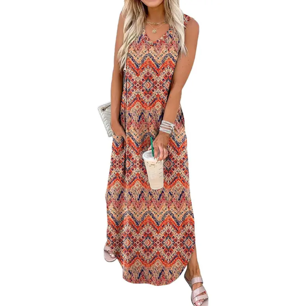 Robe Maxi Fleurie Bohème - Élégance Estivale avec Poches