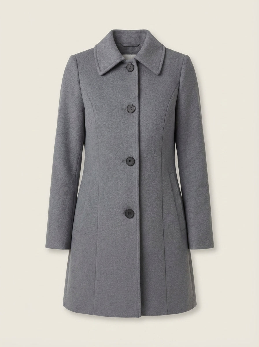 Manteau Mi-Long Cintré à Boutonnage Simple
