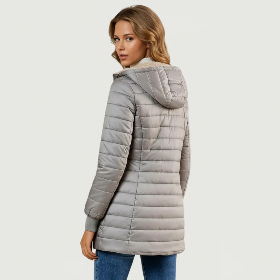 Manteau Long à Capuche Doublé Teddy