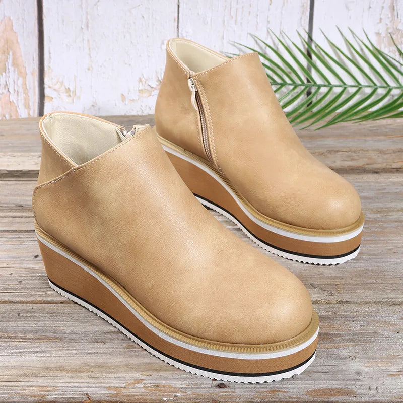 Bottines Zippées à Semelle Compensée