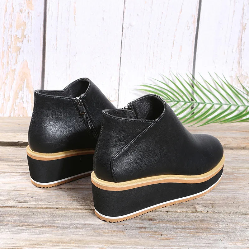 Bottines Zippées à Semelle Compensée