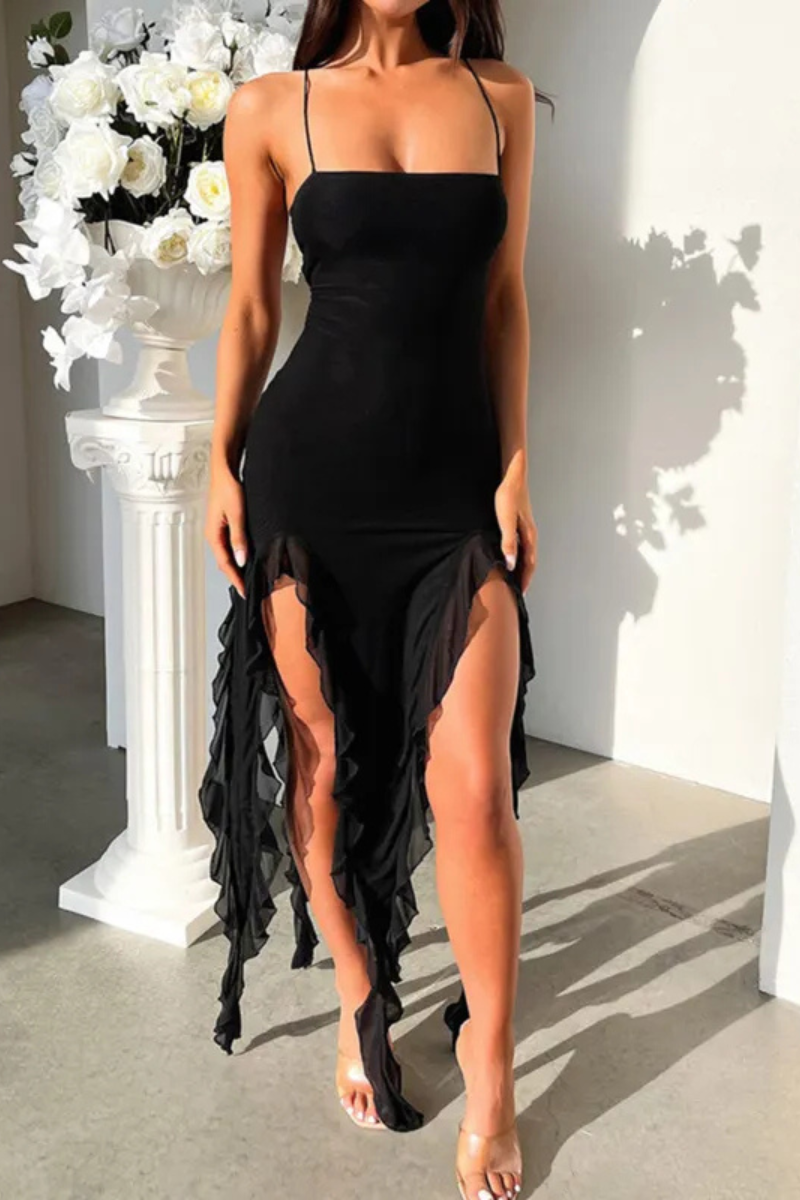 Harper | Robe sexy fendue à volants