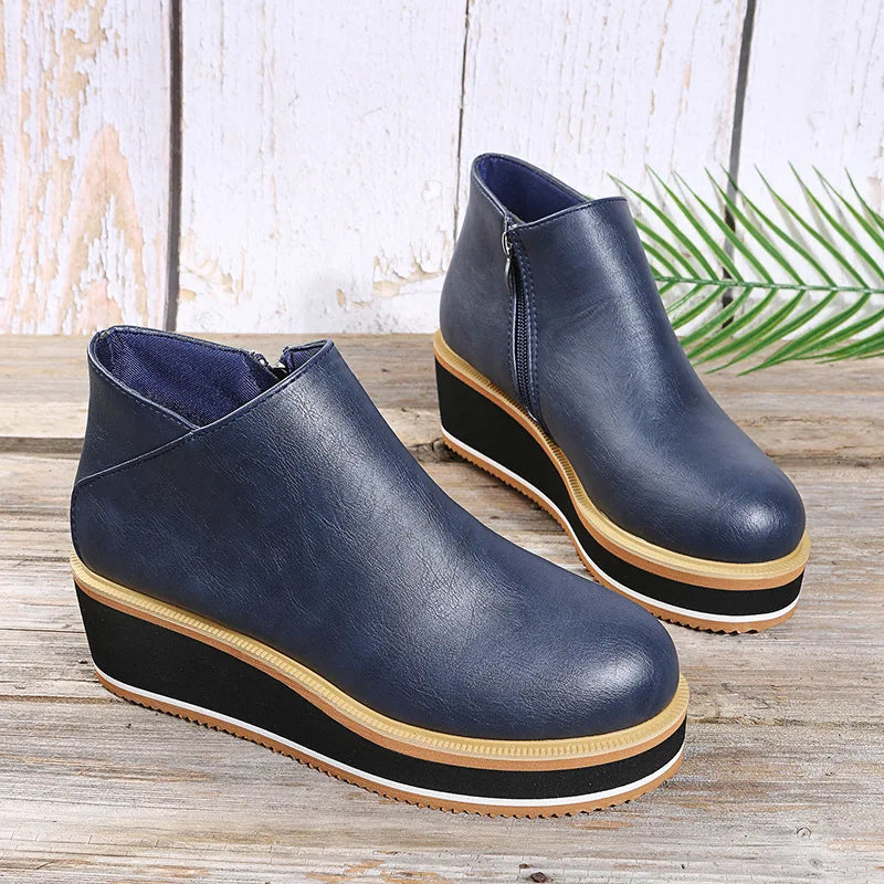 Bottines Zippées à Semelle Compensée