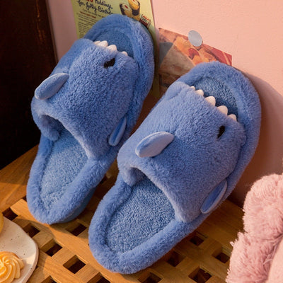 Chaussons d'hiver en laine avec dessin animé de requin