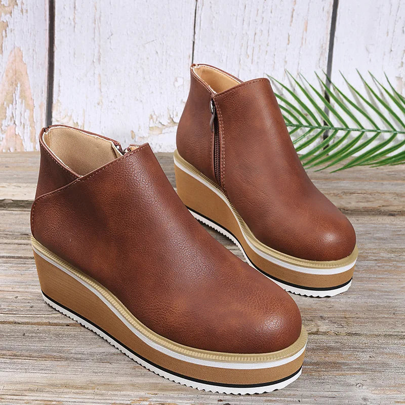 Bottines Zippées à Semelle Compensée