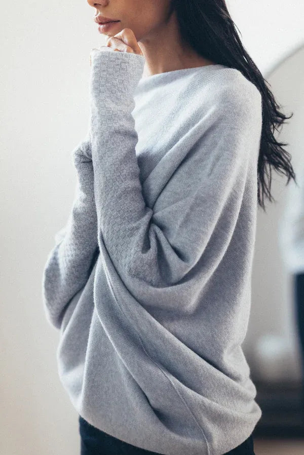 Pull Asymétrique Col Drapé Élégant