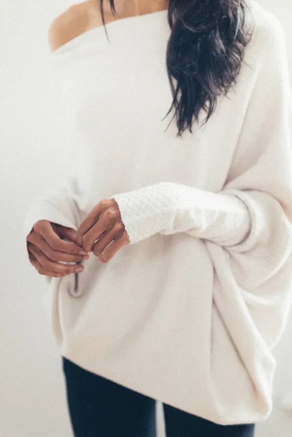 Pull Asymétrique Col Drapé Élégant