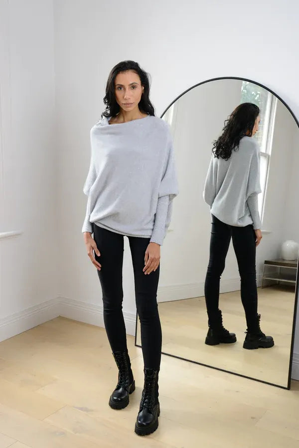 Pull Asymétrique Col Drapé Élégant
