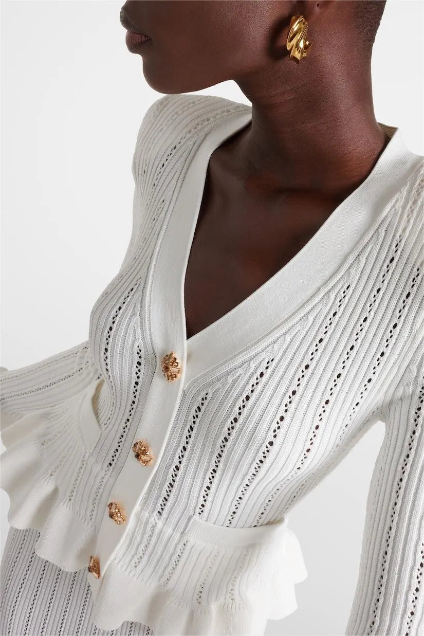 Prudence – Ensemble composé d'une robe midi en maille raffinée et d'un haut boutonné