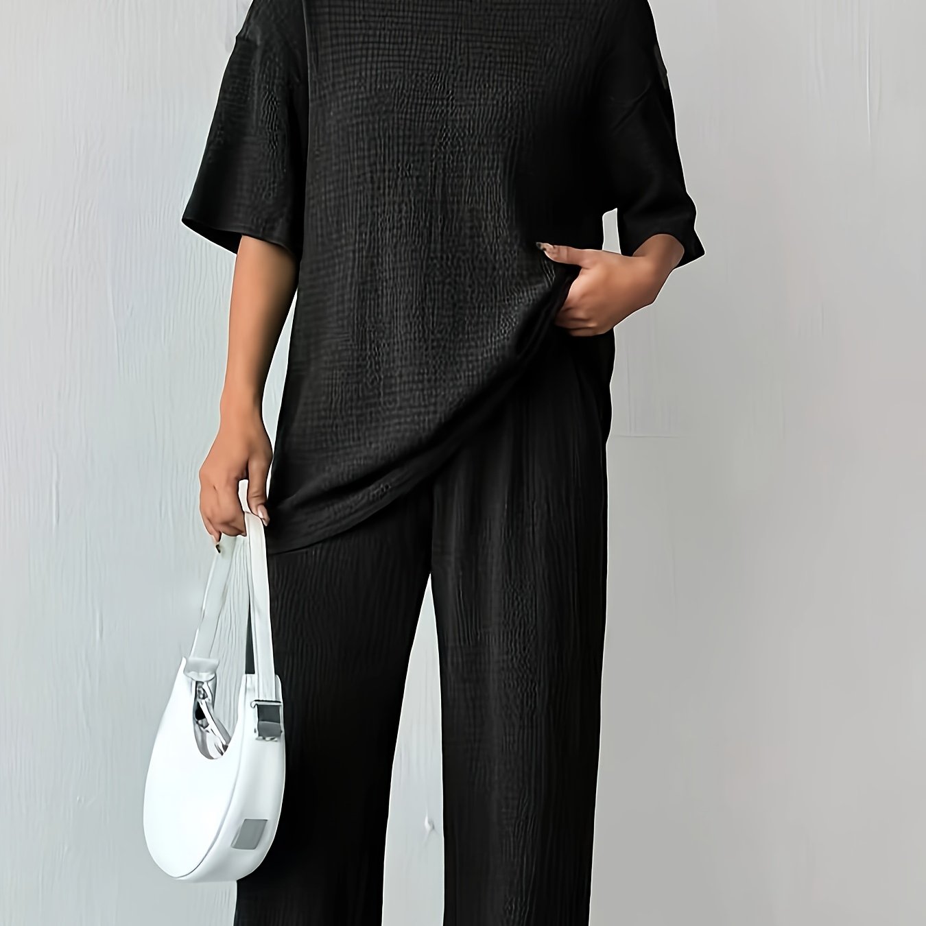 Ensemble coton-polyester - T-shirt à manches courtes et tissu doux