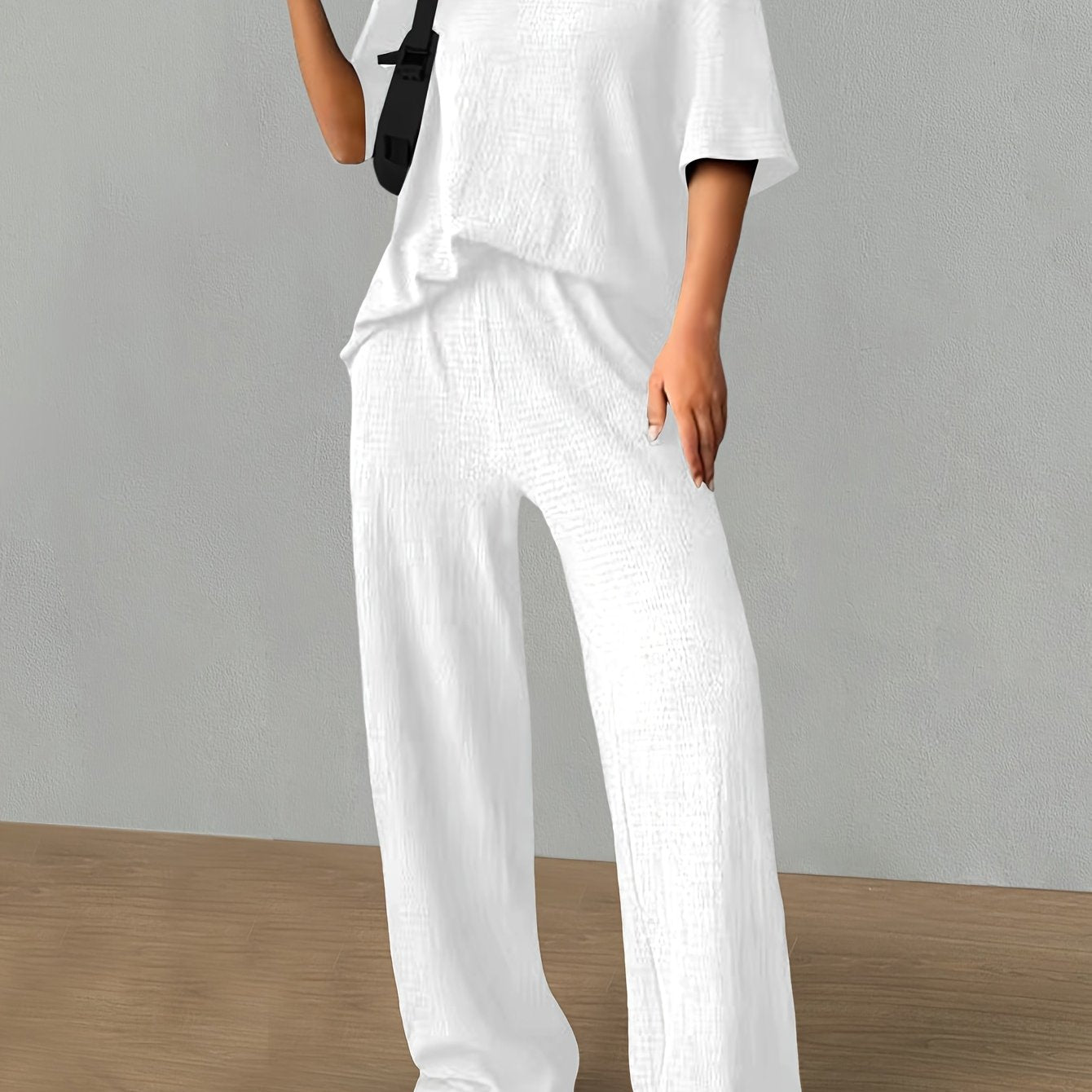 Ensemble coton-polyester - T-shirt à manches courtes et tissu doux