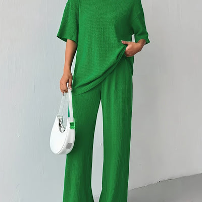 Ensemble coton-polyester - T-shirt à manches courtes et tissu doux