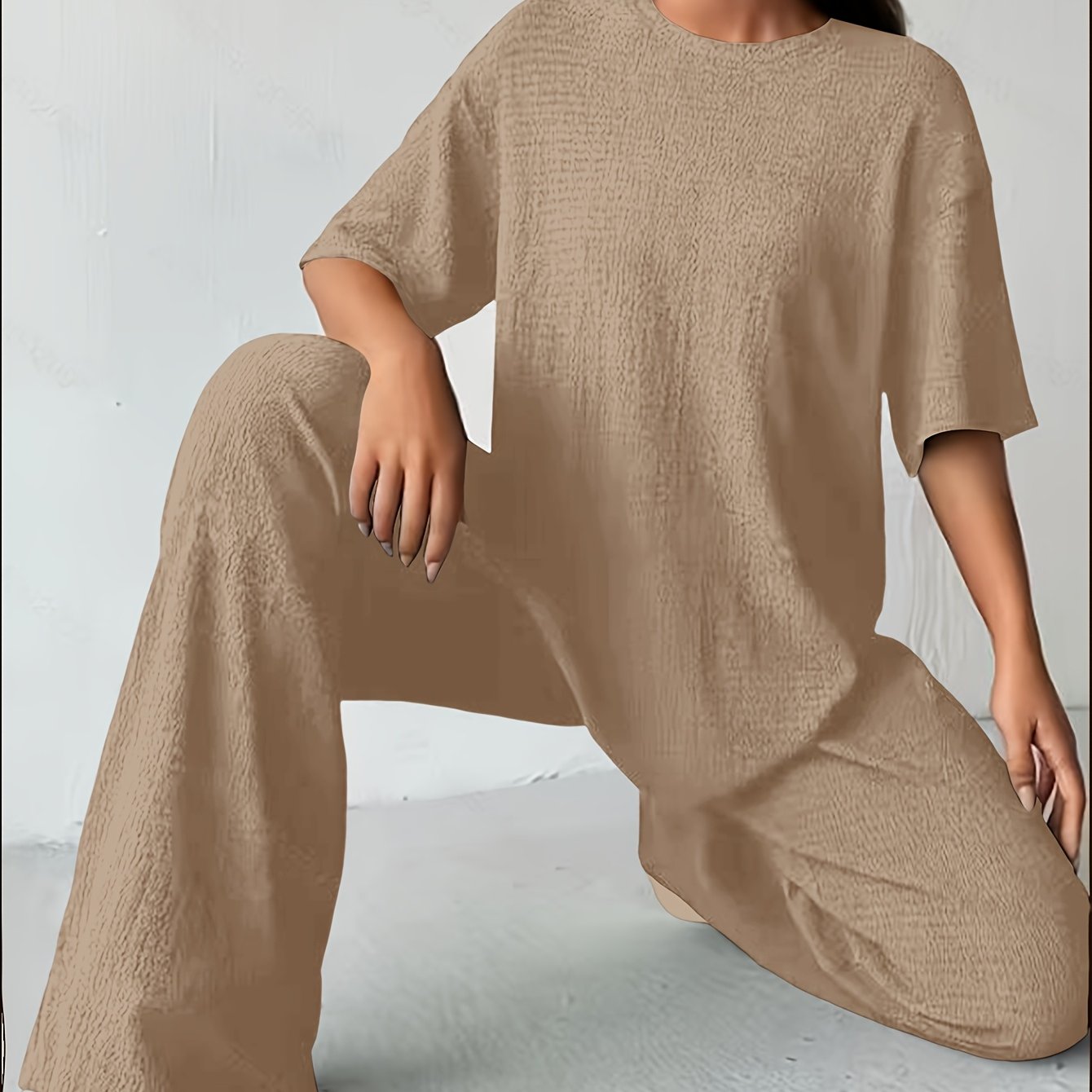 Ensemble coton-polyester - T-shirt à manches courtes et tissu doux