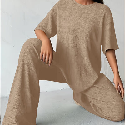 Ensemble coton-polyester - T-shirt à manches courtes et tissu doux