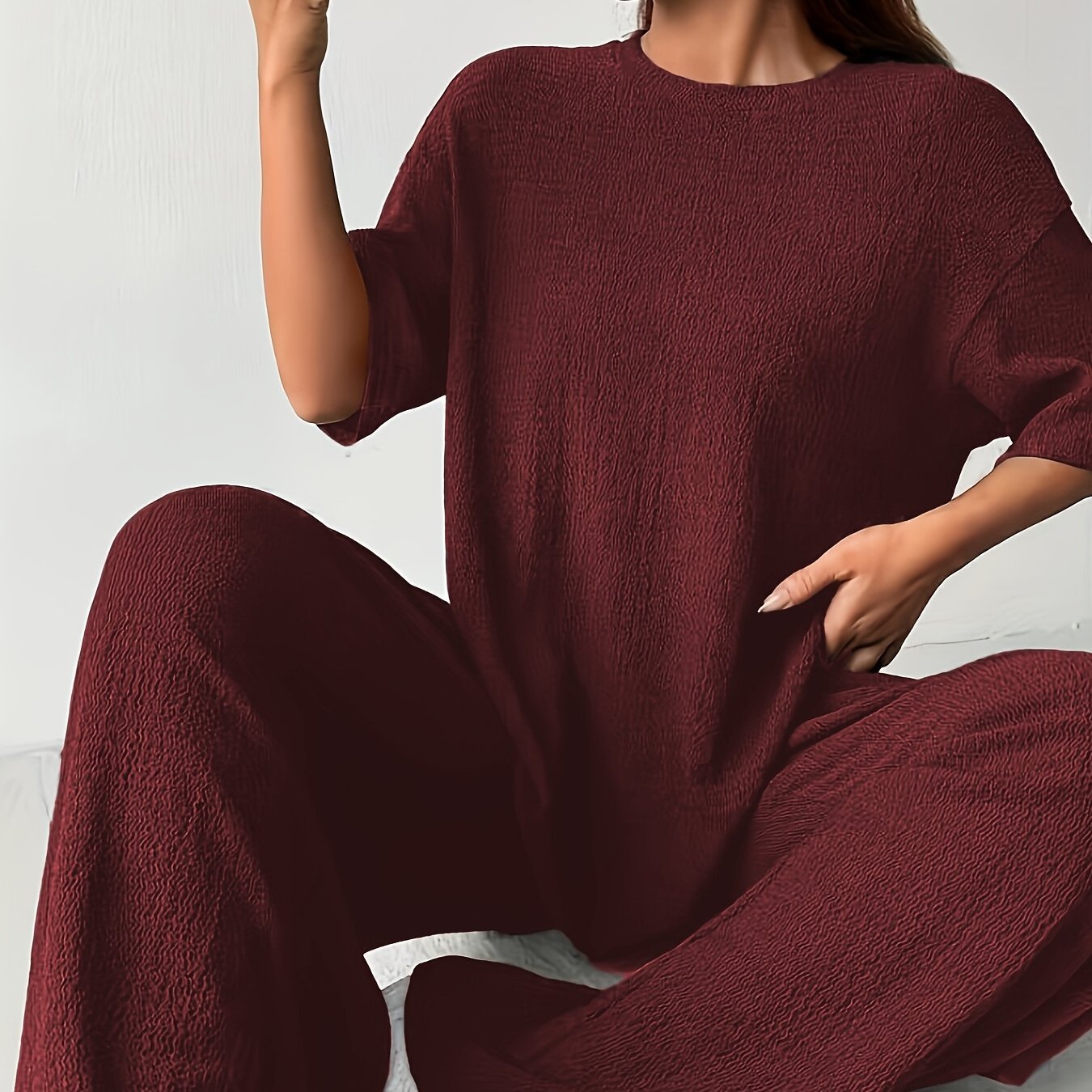 Ensemble coton-polyester - T-shirt à manches courtes et tissu doux