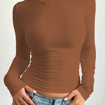 T-shirt en coton mélangé - Col rond et forme souple