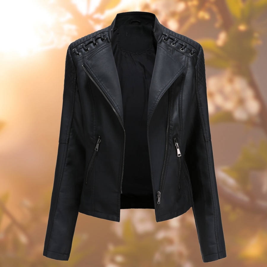 Veste Amelias en cuir noir — vue de face