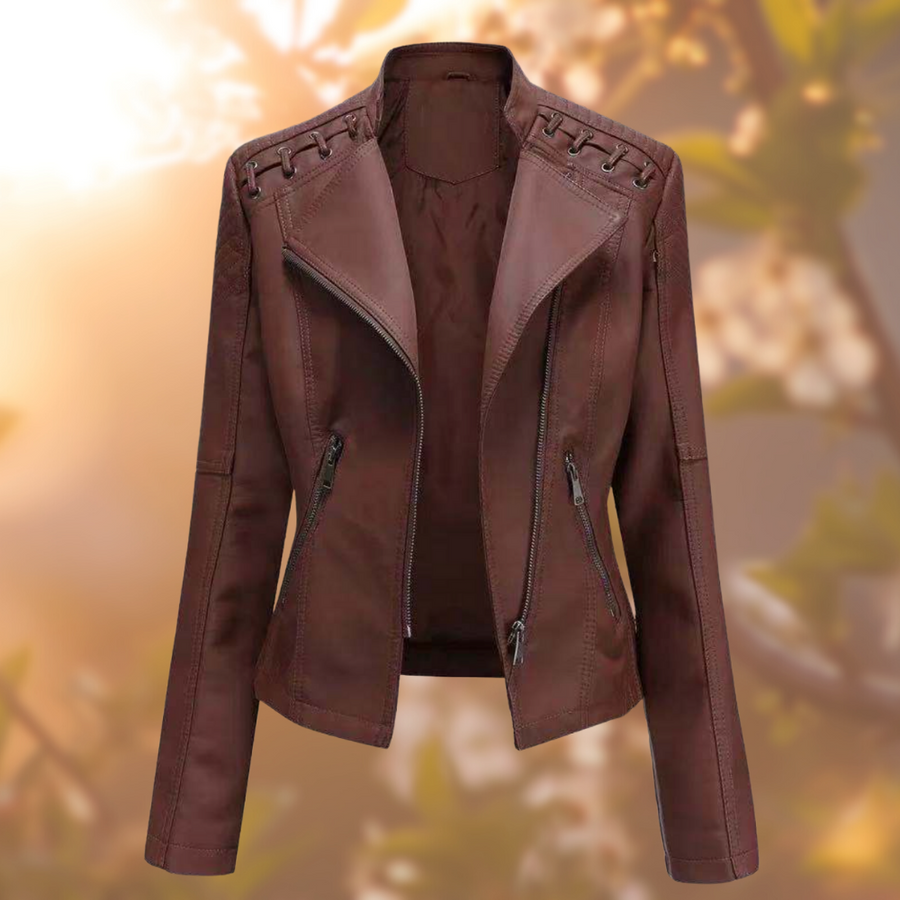 Veste Amelias en cuir noir — vue de dos