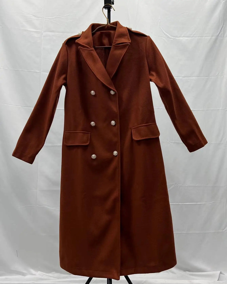 Manteau Long Croisé Camel Élégant