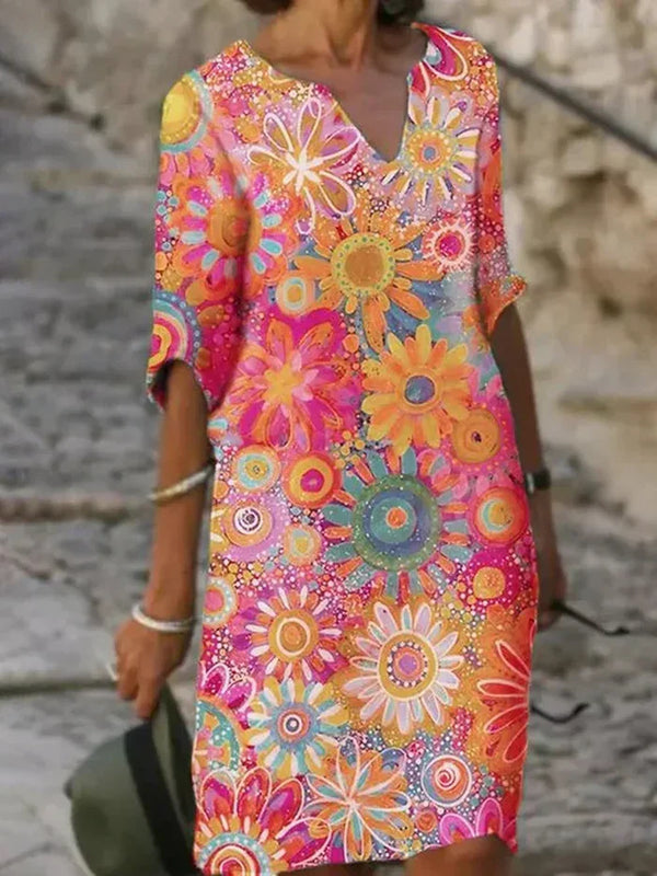 Annabelle™ - Robe à fleurs et décolleté en V