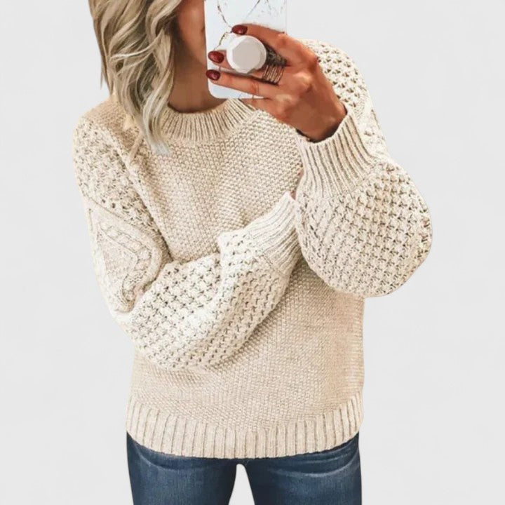 Pull Col Rond Texture Douce Coupe Ample