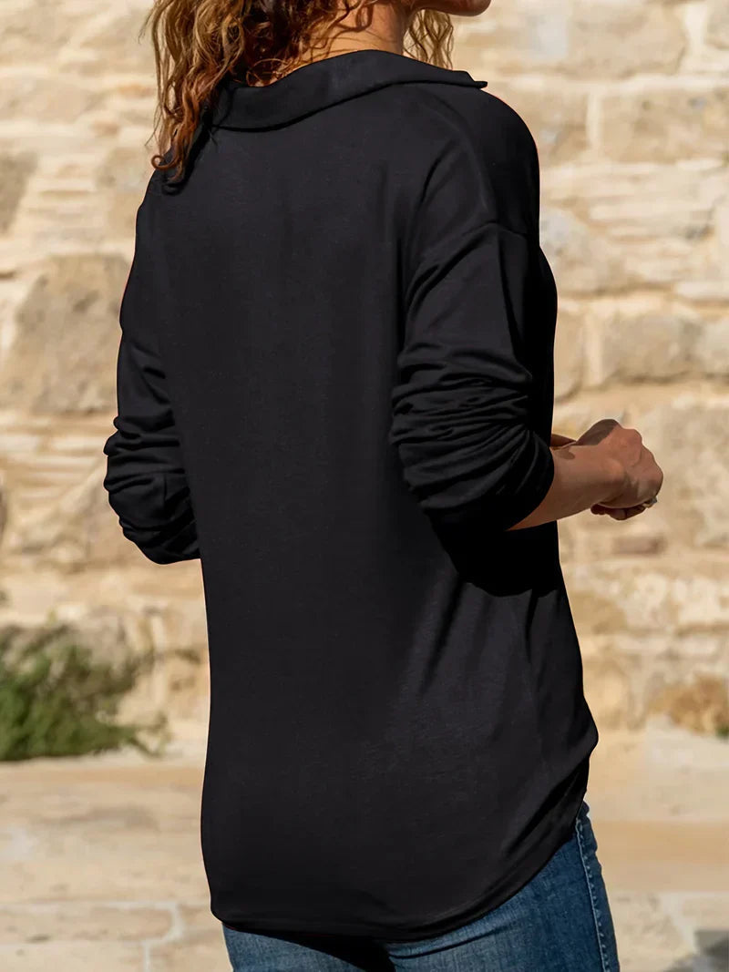 Sweat Col Demi-Zip à Côtes