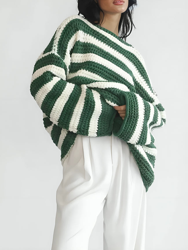 Pull Rayé Oversize Col Rond