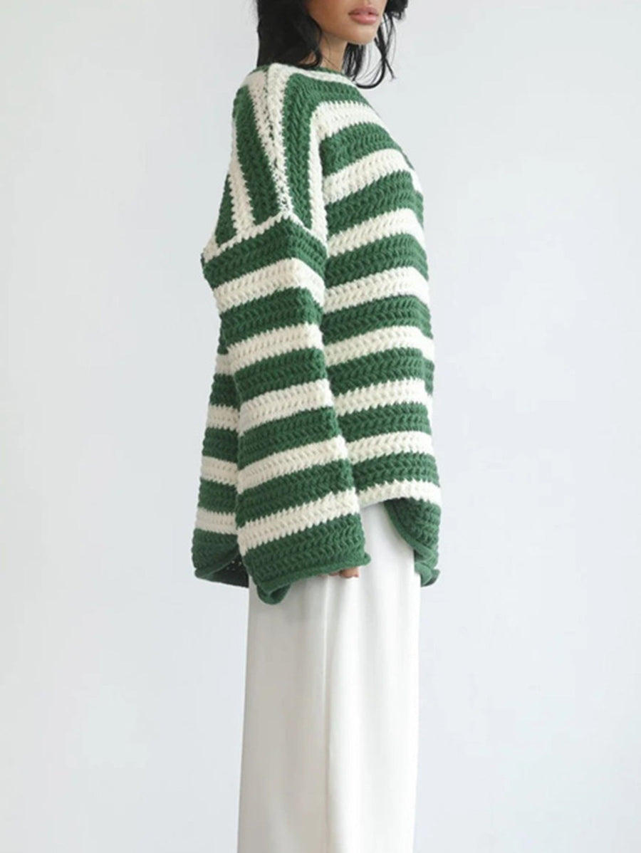 Pull Rayé Oversize Col Rond